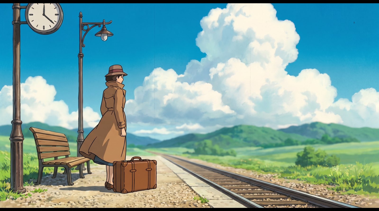 The platform scene in the Cel Sky look
