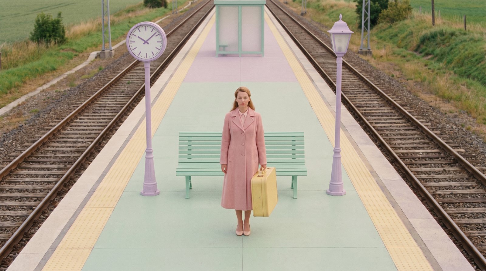 The platform scene in the Pastel Storybook look